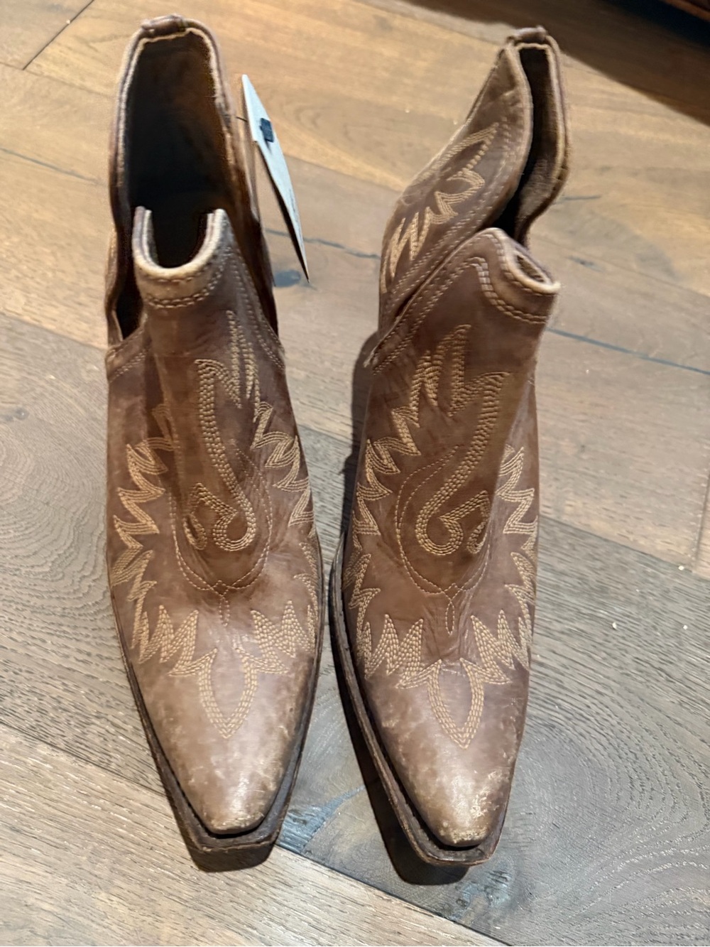 Ariat Brown Western Embroidered Leather Ankle Boots - Picture 3 of 3